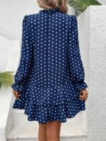 Rochie Scurta Basma Albastra Cu Buline Albe - imagine 2