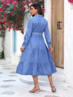 Rochie Midi Kimo Din Denim cu Cordon - imagine 2