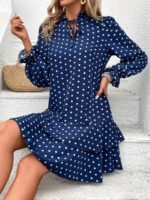 Rochie Scurta Basma Albastra Cu Buline Albe - imagine 3