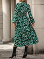 Rochie Lunga Remina Verde Deschis Cu Imprimeu Multicolor - imagine 2