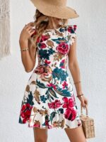 Rochie Scurta Rufus Alba Inflorata