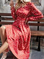 Rochie Lunga Bimax Rosie Cu Inimioare Albe - imagine 5