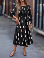 Rochie Lunga Ormina Neagra Cu Pene Colorate
