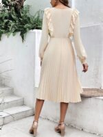 Rochie Midi Meradona Crem Deschis Cu Pliuri - imagine 2