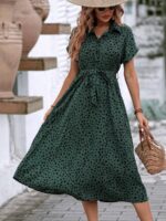Rochie Midi Fabrizia Verde Cu Imprimeu Negru