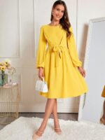Rochie Scurta Taisa Galbena Cu Funda - imagine 3