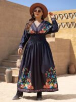 Rochie Lunga Leonie Neagra - Marimi Mari - imagine 3