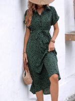 Rochie Midi Fabrizia Verde Cu Imprimeu Negru - imagine 4