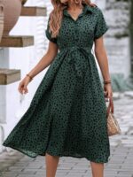 Rochie Midi Fabrizia Verde Cu Imprimeu Negru - imagine 5