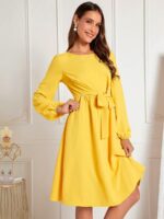Rochie Scurta Taisa Galbena Cu Funda - imagine 5