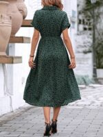 Rochie Midi Fabrizia Verde Cu Imprimeu Negru - imagine 2