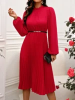 Rochie Midi Aloma Rosie Cu Pliuri