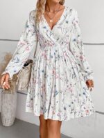 Rochie Scurta Palina Alba Cu Model Floral Multicolor - imagine 3
