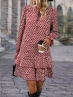 Rochie Scurta Lixandra Rosie Cu Imprimeu Geometric Alb