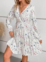 Rochie Scurta Palina Alba Cu Model Floral Multicolor - imagine 4