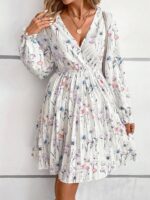 Rochie Scurta Palina Alba Cu Model Floral Multicolor - imagine 5
