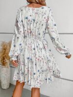 Rochie Scurta Palina Alba Cu Model Floral Multicolor - imagine 2