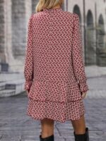 Rochie Scurta Lixandra Rosie Cu Imprimeu Geometric Alb - imagine 2
