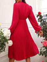 Rochie Midi Aloma Rosie Cu Pliuri - imagine 2