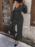 Salopeta Lunga Bileta Neagra Cu Buline Albe - imagine 3