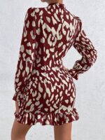 Rochie Scurta Sarai Maro Cu Imprimeu Alb - imagine 2