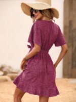 Rochie Scurta Racel Roz cu Print Negru - imagine 2