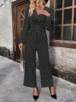 Salopeta Lunga Bileta Neagra Cu Buline Albe - imagine 4