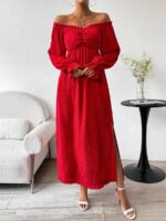 Rochie Lunga Rhonda Rosie Cu Umerii Goi - imagine 3