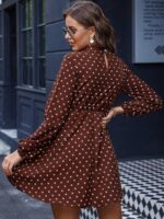 Rochie Scurta Mailen Maro cu Buline Albe - imagine 2