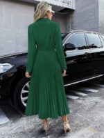 Rochie Lunga Siraj Verde cu Pliuri - imagine 3