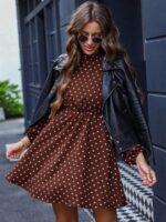 Rochie Scurta Mailen Maro cu Buline Albe