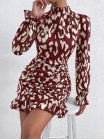 Rochie Scurta Sarai Maro Cu Imprimeu Alb - imagine 5