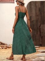 Rochie Lunga Loretta Verde Cu Imprimeu Negru - imagine 2