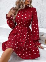 Rochie Scurta Viola Rosie cu Inimioare Albe - imagine 3