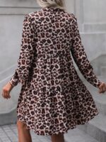 Rochie Scurta Flavia Alba cu Print Leopard Maro - imagine 2
