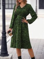 Rochie Midi Amara Cu Imprimeu Negru - imagine 4