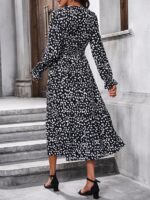 Rochie Lunga Beidar Neagra Cu Imprimeu Alb - imagine 2