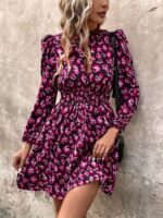 Rochie Scurta Astona Neagra cu Print Roz