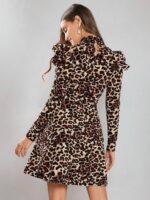 Rochie Scurta Kasie Maro cu Print Leopard - imagine 2