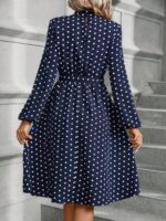 Rochie Midi Nasiri Bleumarin cu Buline Albe - imagine 2