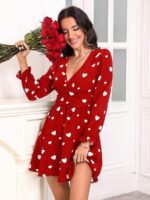 Rochie Scurta Acarigua Rosie cu Inimioare Albe - imagine 3