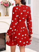 Rochie Scurta Acarigua Rosie cu Inimioare Albe - imagine 2