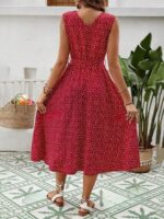 Rochie Midi Calise Rosie Cu Buline Albe - imagine 2