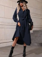 Rochie Lunga Ebla Bleumarin Cu Cordon - imagine 3