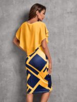 Rochie Midi Maseru Galbena cu Imprimeu Geometric - imagine 2