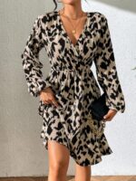 Rochie Scurta Maceio Gri Cu Imprimeu Negru