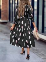 Rochie Lunga Ormina Neagra Cu Pene Colorate - imagine 2