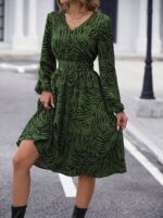 Rochie Midi Amara Cu Imprimeu Negru - imagine 5