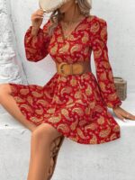 Rochie Scurta Nuiri Rosie Cu Imprimeu Geometric Multicolor