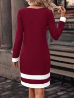 Rochie Scurta Aziza Grena cu Alb - imagine 2